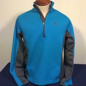 Men’s Spyder Core Blue and Black 1/4 Zip Pullover Sweater size medium